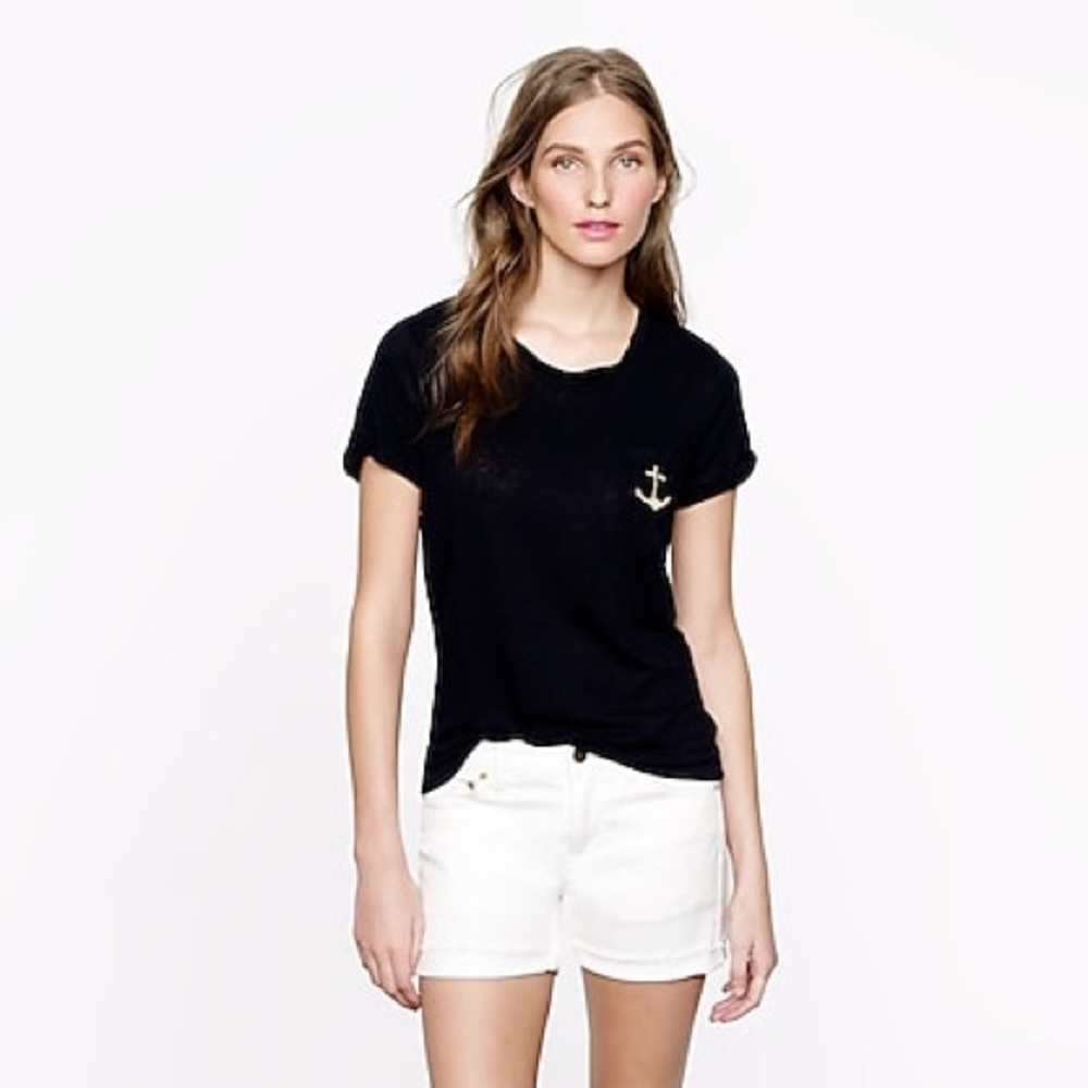 🌙 J Crew short sleeve top with anchor pocket